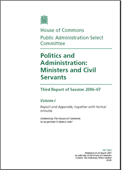 Comitè de Recerca de la Cambra dels Comuns sobre l'Administració Pública, Política i Administració: Ministres i Funcionaris