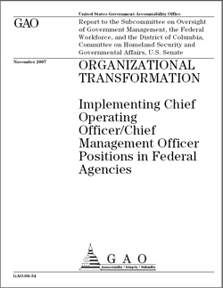 Oficina de Comptabilitat del Govern (OCG) dels Estats Units, TRANSFORMACIÓ ORGANITZATIVA: Com implementar el càrrec de cap d’operacions (Chief Operating Officer, CCO)/cap de gestió (Chief Management Officer, CMO) a les agències federals