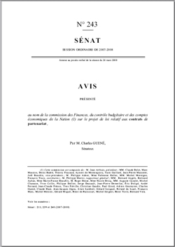 SENAT FRANCÈS. Projecte de llei relatiu als contractes de partenariat, 2008
