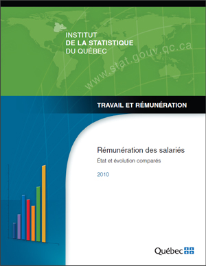 Gouvernement du Québec, Institut de la statistique du Québec (2011). Rémunération des salariés: État et évolution comparés 2010 [Sou dels empleats: l’estat i l’evolució del 2010 comparats] 